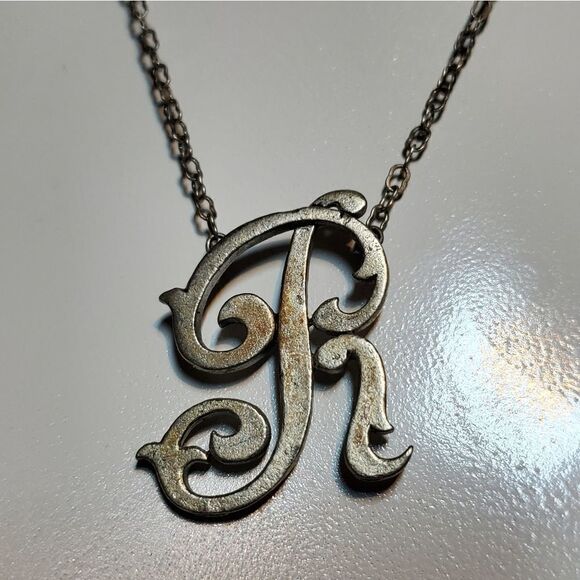 JK Silver R Necklace - Picture 3 of 5